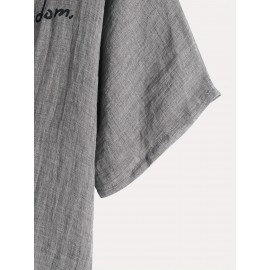 Dragonfly Print Crew Neck Blouse, Casual Short Sleeve Blouse For Spring & Summer, Women's Clothing