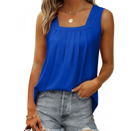 Square Neck Tank Top, Loose Casual Top For Summer & Spring, Women's Clothing