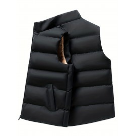 Men's Warm Fleece Stand Collar Winter Vest For Outdoor Activities