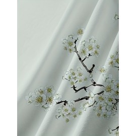 Floral Sakura Print Men's Casual Short Sleeve Shirt With Chest Pocket, Men's Shirt For Summer Vacation Resort, Tops For Men